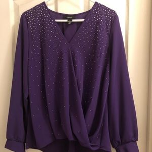 ALFANI purple long sleeve shirt elastic cuffs
